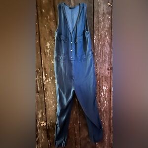 Dkny Blue Denim Jumpsuit Utilitarian Style